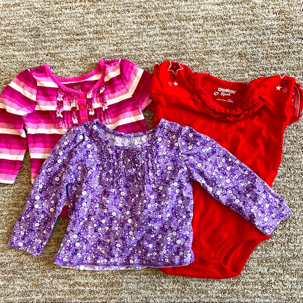 5/$20! Bundle of 12 Month Girl Tops
